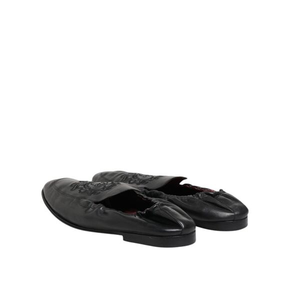 Dolce & Gabbana Black Leather Slip On Men Flat Loafers Men's Shoes (Pre-Owned)